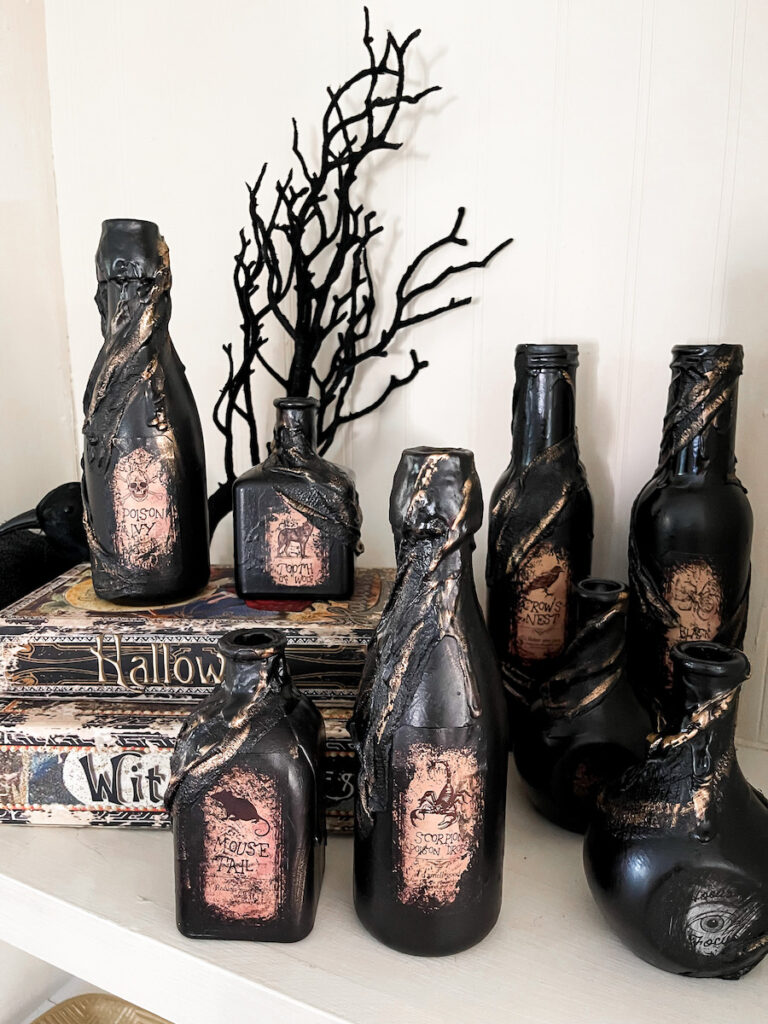 Spooky apothecary bottles for diy halloween decor